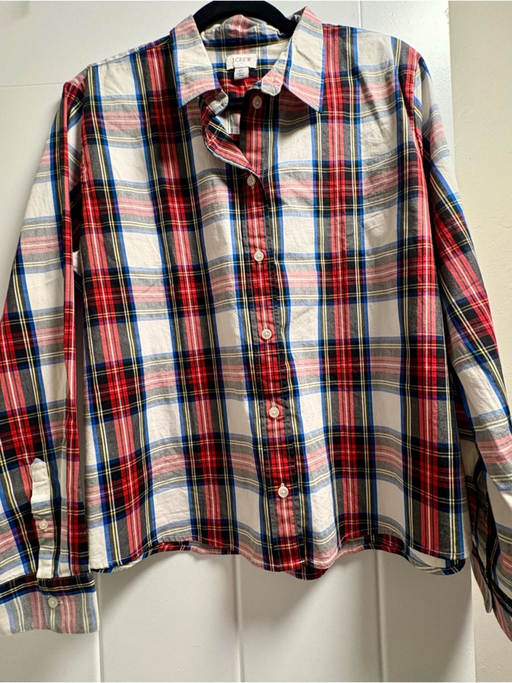 J. Crew Red, Blue and White Plaid Button-Down Shirt